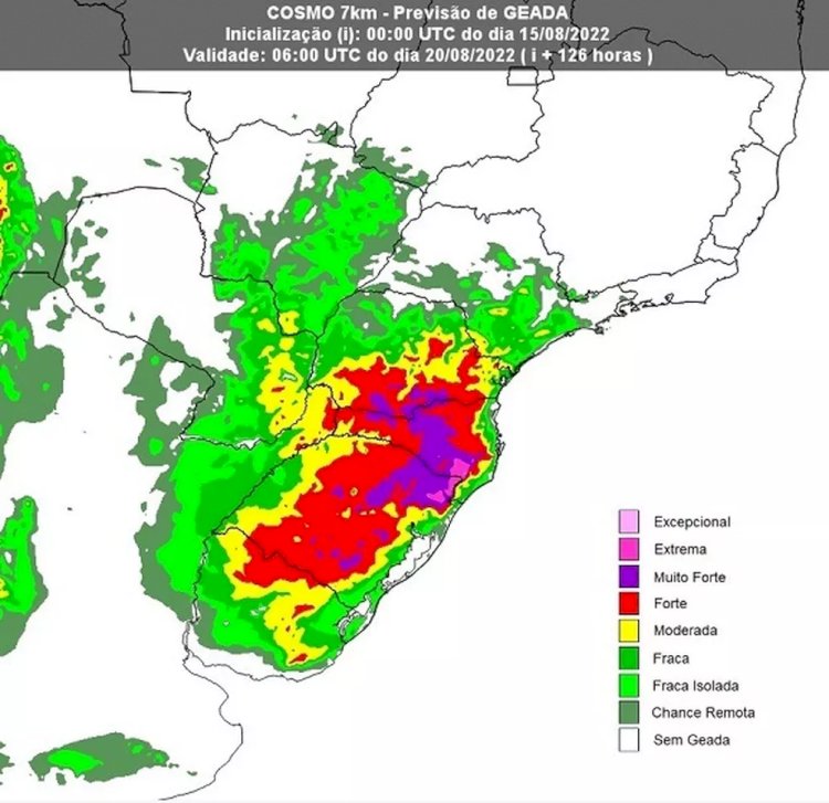 Frente fria provoca neve e chuva no Sul, mínima em SC vai a -6°C nesta semana