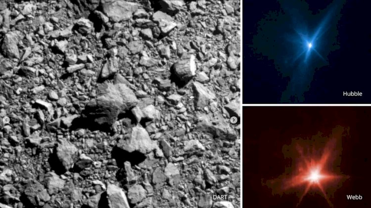 James Webb e Hubble capturam explosão em asteroide durante teste da Nasa