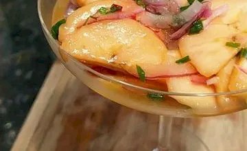 Ceviche de banana-da-terra e laranja