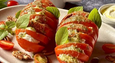 Salada caprese com pesto