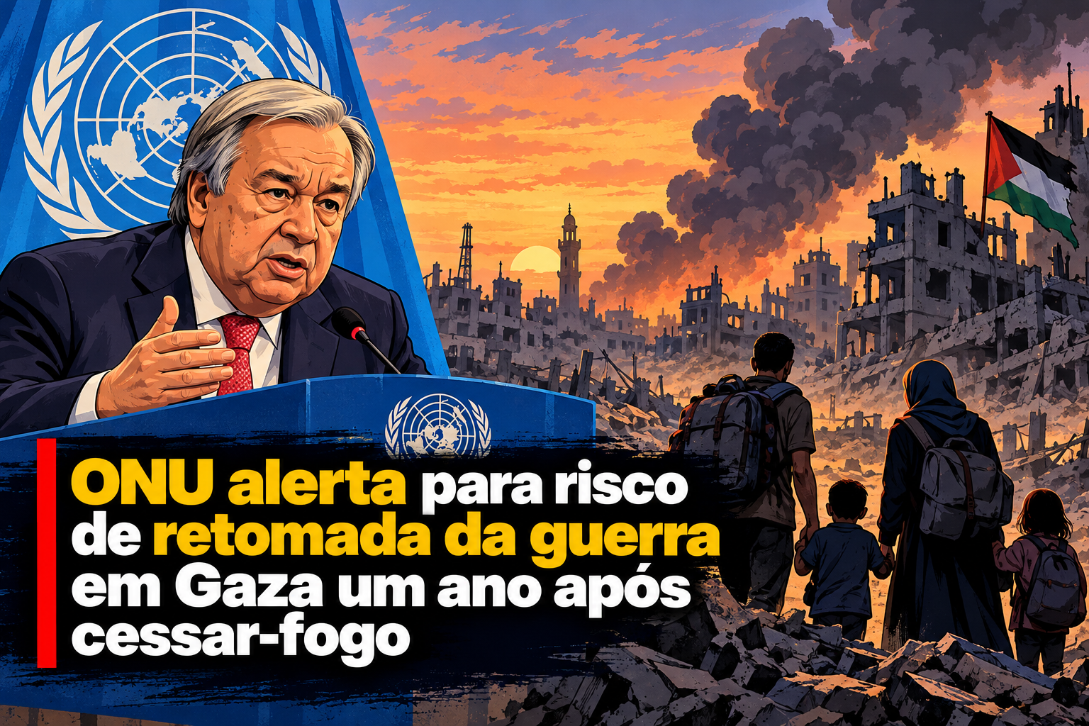 ONU alerta para risco de retomada da guerra em Gaza um ano após cessar-fogo