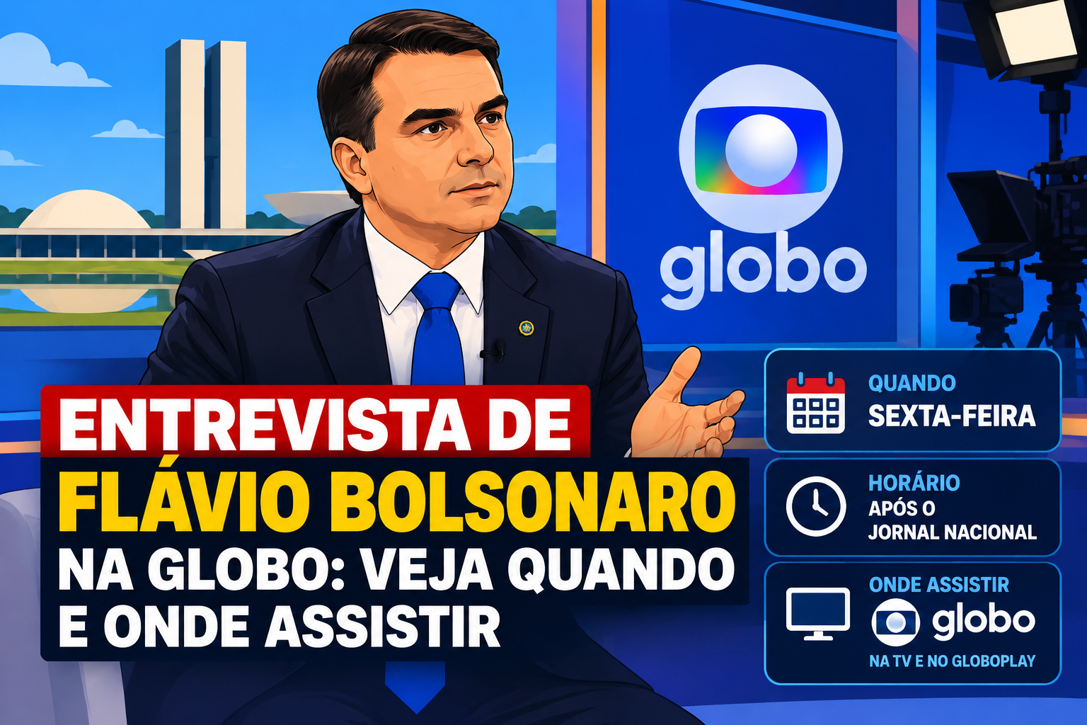 Flávio Bolsonaro será entrevistado pela Globo nesta sexta; veja horário e onde assistir